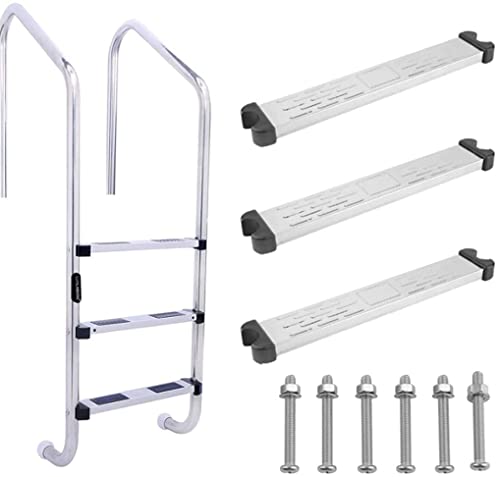Escalera para piscina de acero inoxidable 3 peldaños miniatura 1