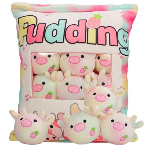 GDGZT HXPLN Almohada de felpa de vaca, juguete extraíble, cojín de vaca, bolsa con felpa de vaca, regalo de decoración de vaca linda para adolescentes, niñas, niños (6 vaca colorida)