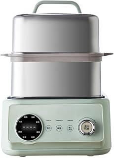 電気蒸し器 304 ステンレス 3 段 15L 大容量 上蒸し下煮込み 1200W 強火力 24 時間予約 日本国内 110V 対応 (グリーン)