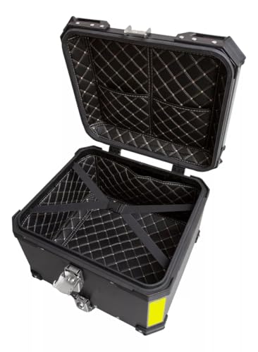 Bau Bauleto 55 Litros da marca ATROX Alumínio Traseiro Moto Com Base Forro Couro Universal