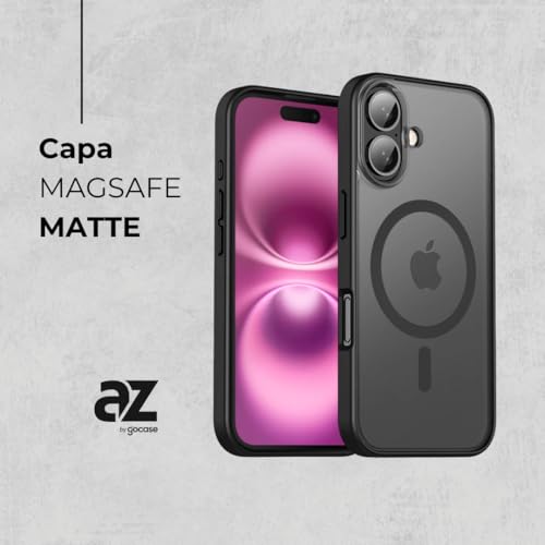 AZ Capa Anti Impacto Az Matte Compatível com a Linha iPhone (Preto, iPhone 16)