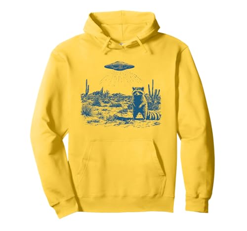 Vintage UFO Vaquero Mapache Western Retro 90s Meme Alien Sudadera con Capucha