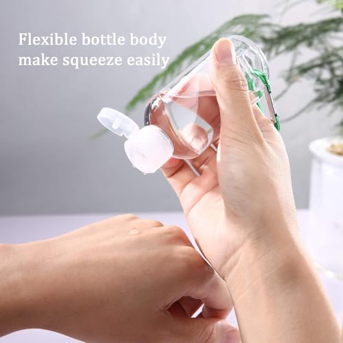 10 Pcs Travel Size Bottles with Keychain Hand Sanitizer Holder, 1.7 oz Portable Plastic Small Empty Bottles Leakproof Refillable Squeeze Containers for Backpack3