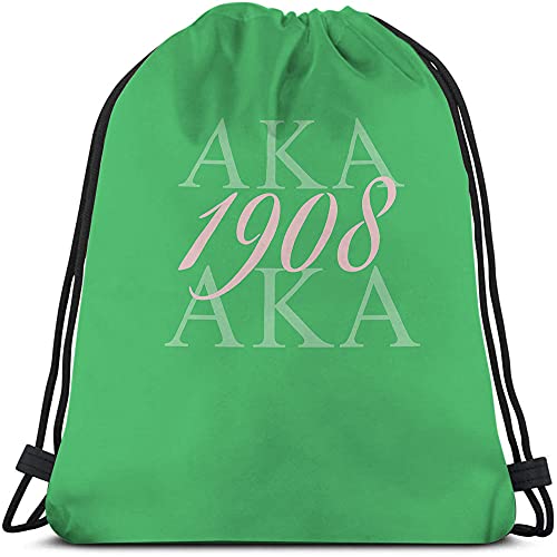 AKA 1908 Drawstring Bags Backpack Bag As Known As Abbreviation Cool Design Art Hip Hop Style Green Pink Color Abstract Sport Gym Sack Drawstring Bag String Bag Yoga Bag for Men Women
