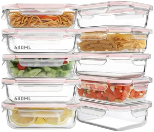 Conjunto 10 Potes Vidro Hermético Marmita Mantimento 640ml