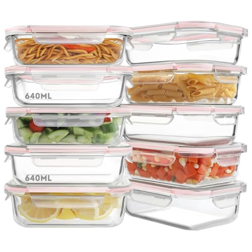 Conjunto 10 Potes Vidro Hermético Marmita Mantimento 640ml