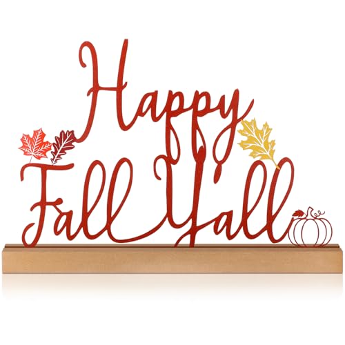 Yaocom 13.78 Inch Thanksgiving Fall Table Sign Happy Fall Y'all