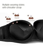 Lemorosy Women's Push Up Strapless Bra Thick Padded Underwire Multiway Convertible Add a Cup(Black,36A) - Image 5