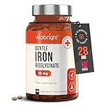 Iron Supplements for Women & Men | 28mg | 180 Gentle Iron Tablets | High Strength Ferrous Bisglycinate | Non Constipating | Supplements for Tiredness and Fatigue | VitaBright