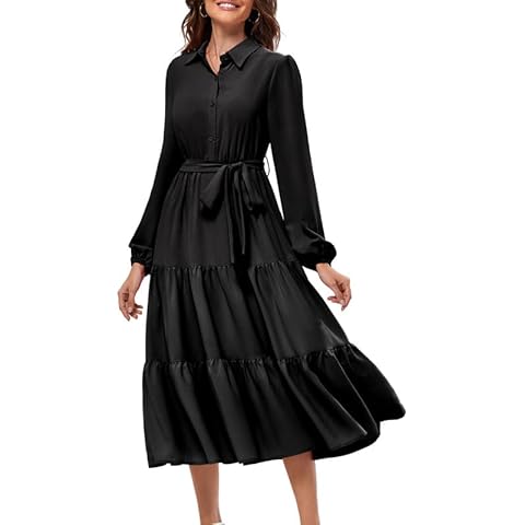 JASAMBAC Casual Long Sleeve Shirt Dress Cover