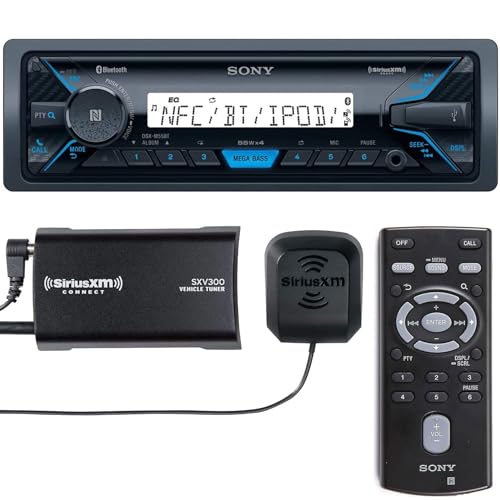 Sony DSX-M55BT Bluetooth Marine Digital Media Stereo Receiver, SiriusXM Ready, 1-DIN Powersports Head Unit (DSX-M55BT and SiriusXM Tuner Kit)