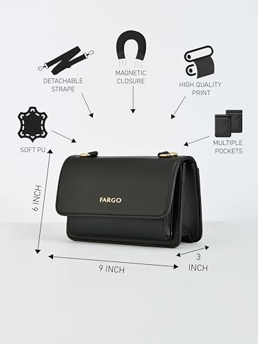 Image of Fargo Thrive Crossbody Bag for Women | Vegan Leather, RFID Pockets, Magnet Closure, YKK Zip | Stylish Office & Casual Sling Bag | Lightweight & Made in India