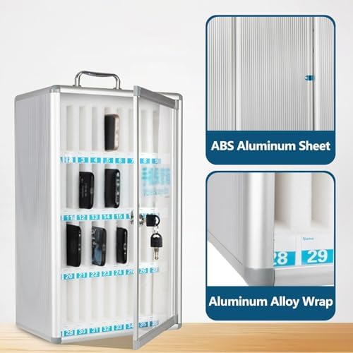 Lockable Aluminum Alloy Cell Phone Storage Case - Secure Multi-Slot Organizer for Classrooms, Offices, and Exam Rooms - Ideal for Keeping Devices Safe and Organized