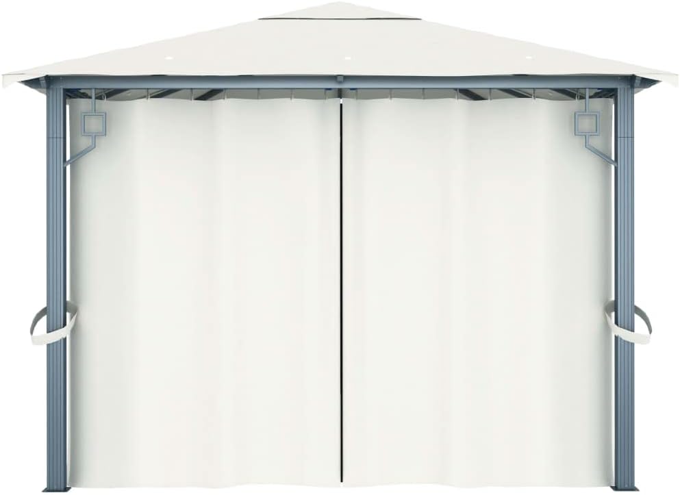 'vidaXL Aluminum Outdoor Gazebo with Cream Curtains, Insect Mesh Screens and Waterproof Oxford Fabric Roof - 157.5"x118.1"x106.3"