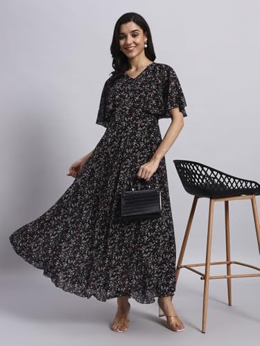 Image of HELLO DESIGN Women V-Neck Solid Maxi Dresses