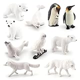 PyrrlicToy Miniature Animal Toy Set, 10 Pcs Polar Wildlife Play Figures Animal Figurines Educational Animals Toys Detailed Animals Figurines Suitable for Desktop Decoration and Children’s Toys