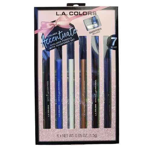 Set de 7 lápices delineadores L.A. COLORS con sacapuntas