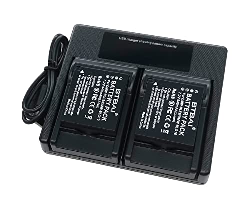 USB LCD Dual Charger +2X 940mAh Battery for Panasonic DMW-BLE9E DMW-BLE9 DMW-BLG10E DMW-BLG10 Lumix DC-TZ100 DC-TZ90 DMC-GX7 DMC-GX85 DC-ZS200/TZ200 TZ220 DMC-GF3 DMC-GF5 DMC-LX100 Camera