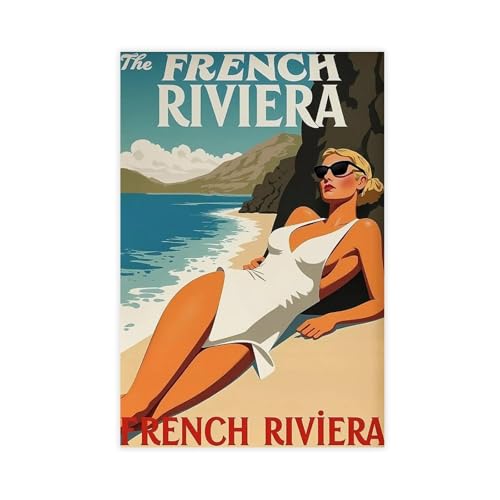 ZDFTAFD Lienzo con impresión de Riviera francesa, póster artístico para pared, 30 x 45 cm