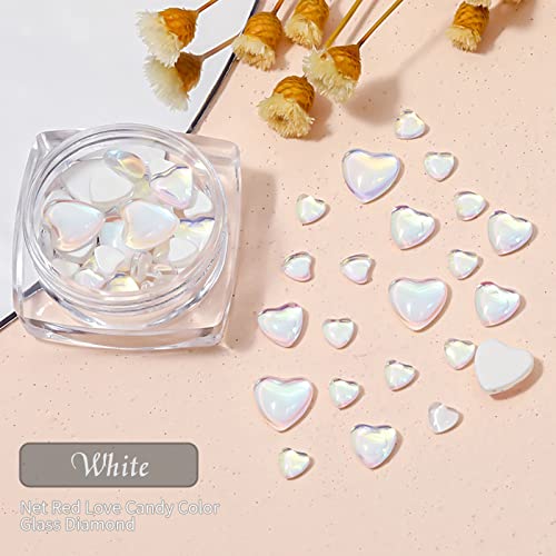 Newcraft 3D Cute Nail Charms, 80 Pcs Resin Heart Shape Crystal Rhinestones Of Nail Art Decorations, Ideal Nail Decal Decor Accessories #TOP1