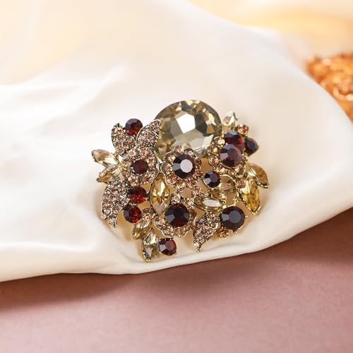 Image of EVER FAITH Rhinestone Crystal Party Flower Leaf Vine Brooch