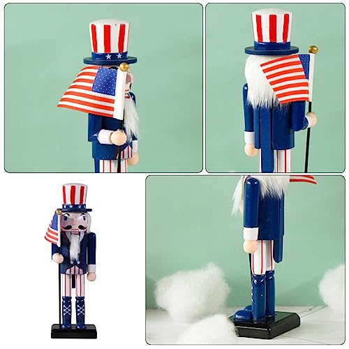 Bestoyard Standard Bearer Nutcracker 4Th Of July Nutcracker Christmas Wooden Patriotic Nutcracker Figures American Flag Ornament Black Table Decor Para Mesa De Doll Decor #TOP1