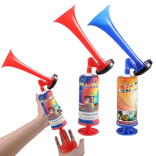 SKIKHN 34CM Air Horn,2 Handheld Luftdruck Fanfare Pumpe,Stadion Tröte,Signalhorn,Fussball Lufthorn,Manuelle Stadion-Trompete,Druckluft Hupe,Tröte zum Anfeuern für Sportveranstaltungen Partys