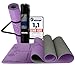 LA MENTE ES MARAVILLOSA - Yogamatte, Gymnastikmatte, TPE-Pilatesmatte | inkl. Tasche und Tragegurt | 183x61 cm Gepolstert f&uuml;r Fitness & Gymnastik, Hautfreundliche (Blumen, Lila/Schwarz)