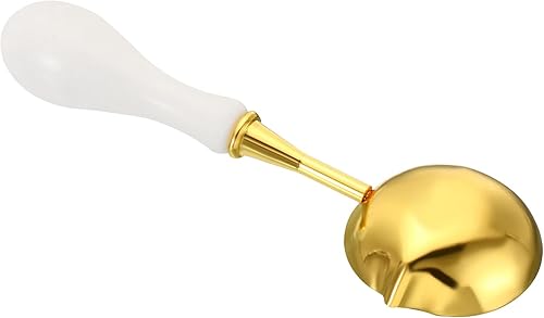 Miniatura 5 de PATIKIL Cuchara de sellado de cera de 4 pulgadas, cuchara de fusión de sellado de cera de latón, mango de madera vintage para sello de cera, sobre
