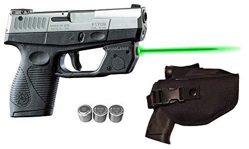 Laser Kit for Taurus PT709 PT740 Slim w Tactical Holster, Touch-Activated ArmaLaser TR18-G Green Laser & 2 Extra Batteries