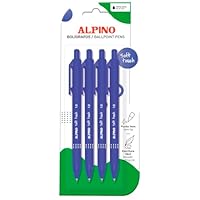 Alpino Soft-Touch-Kugelschreiber, blaue Tinte, weiches und fließendes Schreiben mit rutschfestem Griff, 1 mm Spitze, ergonomische Stifte mit weicher Haptik, hochwertige Tinte