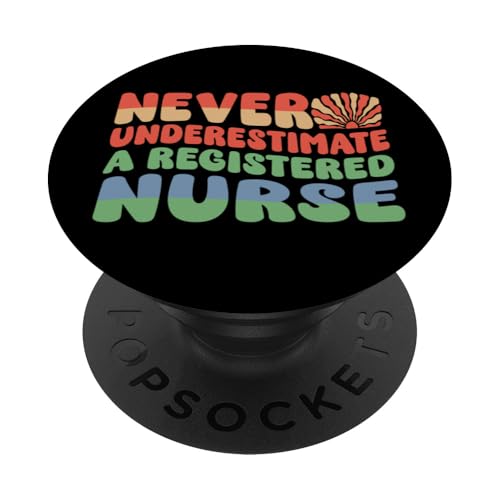 Nunca subestimes a una enfermera registrada Retro Vintage Groovy PopSockets PopGrip Intercambiable