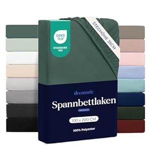 Dreamzie Spannbettlaken 100x200 cm - 100% Microfraser - Spannbetttuch für Dicke Matratzen bis zu 33 cm - Petrolgrün - Schadstoffgeprüft (Oeko TEX), Bettlaken mit Gummizug
