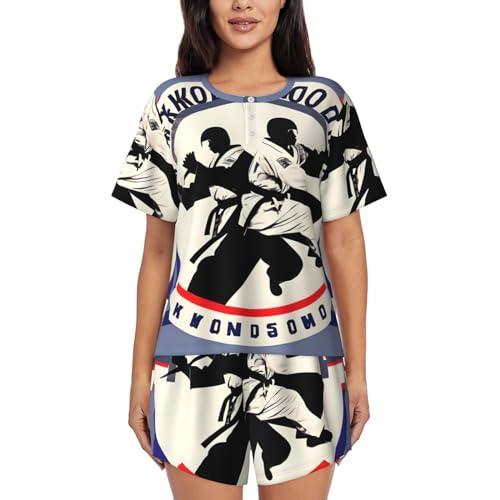 Pyjama taekwondo femme anti-frottement : ensemble doux short et haut
