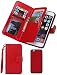 For iPhone 7 Wallet Case,Valentoria Premium Vintage Leather Wallet Case Magnetic Detachable Slim Back Cover Card Holder Slot Wrist Strap Case for iPhone 7 (iPhone 7, Red)