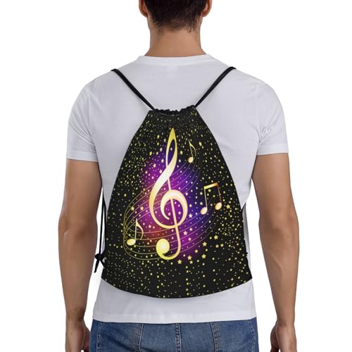 Colorful Music Note Drawstring Backpack Lightweight Sports Yoga Travel Bag Casual Daypacks for Women Men2