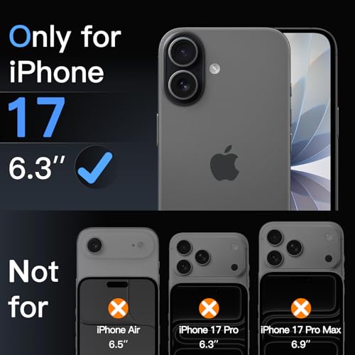 Image of JETech Camera Lens Protector for iPhone 17 6.3-Inch, Full Coverage 9H Tempered Glass Ring Cover, Matte Metal Plate, Case Friendly, 1-Pack (Black)