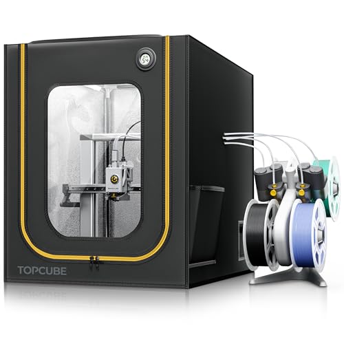 3D Printer Enclosure for Bambu Lab A1, Large Size Enclosure with LED Light, Fireproof Waterproof Dustproof Noise Reduction Constant Temperature 3D Printer Cover, 550x600x670MM Black+Yellow F