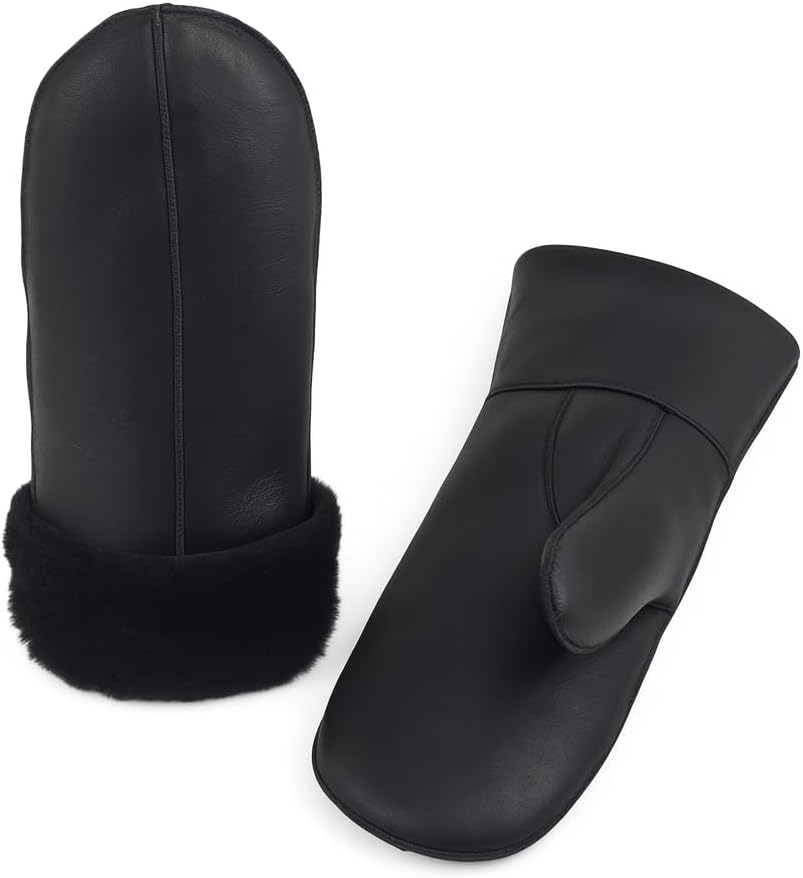Women's Sheepskin Fur Mittens – LWG Certified Premium Shearling Leather Warm Cold Weather Winter Gloves