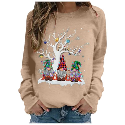 Sweat femme de Noël kaki idéal pour un hiver cocooning et décontracté