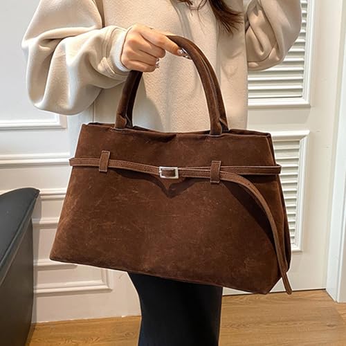 DAGLLGEW Sac Fourre-Tout Femme En Daim Brun En Cuir Retro – vue 7