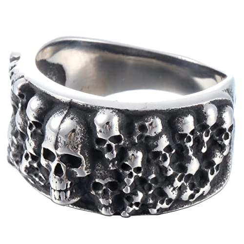 Death Skull Ring for Men Stainless Steel Jewelry Biker Rings Scary Death Ring Skull for Gifts