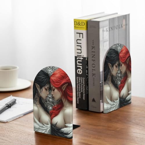 Serre-livres design moderne Red and Black Goddess en métal robuste pour intérieurs raffinés - 6