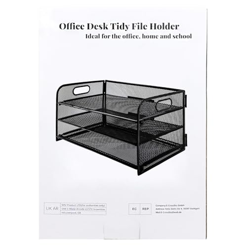 PLSOPPKG 3 Tier Paper Letter Tray with Handle, Metal Mesh Desk File Organizer with Trays, A4 Paper Desktop Filing Trays - Image 2