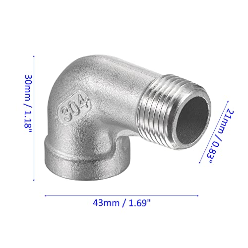 M METERXITY Male to Female Pipe Fitting Extension, 304 Stainless Steel 90 Degree Elbow Adapter - Image 3