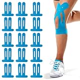 Knie Tape Vorgeschnitten 15 Stück – Kinesiologie Tapes Knie, Stark Haftender Muskelpatch Knieschoner, Atmungsaktiv & Elastisch, Physio Tape für Sport & Reha (Blau, 15 Stück)