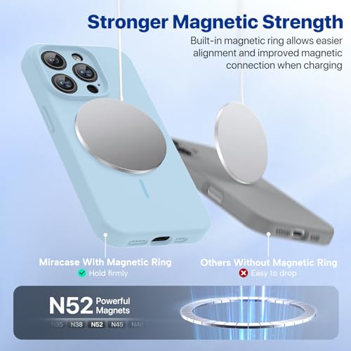 Image of Miracase Magnetic for iPhone 15 Pro Case, [Soft Anti-Scratch Microfiber Lining], Compatible with MagSafe, Liquid Silicone Shockproof Drop Protection Phone Case for 15 Pro, Clove Purple