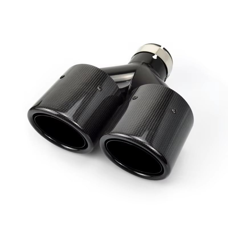 Double pointe embouts silencieux d'échappement en carbone noir brillant pour tube universel