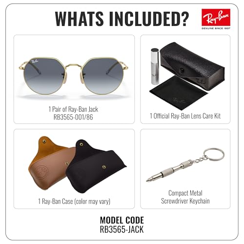 Image of Ray-Ban RB3565 JACK Square-Round Shaped Sunglasses for Men & Women with Official RAYBAN Eyewear Kit