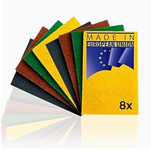 Premium schuurpads in 8-delige set, schuurpads, made in Europe, handpads 150 x 230 mm, in 4 verschillende korrelgroottes van 240 – 1200, schuurvlies voor hout, roestvrij staal, lak en kunststof